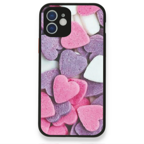 Apple iPhone 12 Sponge Hearts Black Glossy Θήκη