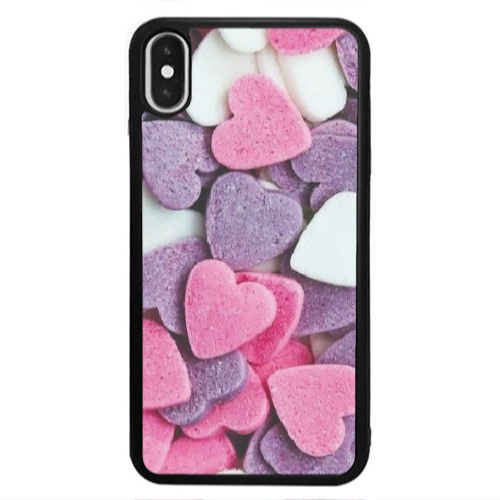 Apple iPhone X Sponge Hearts Black Glossy Θήκη