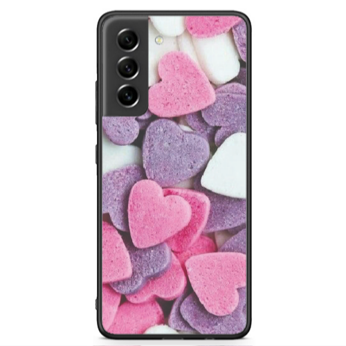 Samsung S21 FE Sponge Hearts Black Glossy Θήκη
