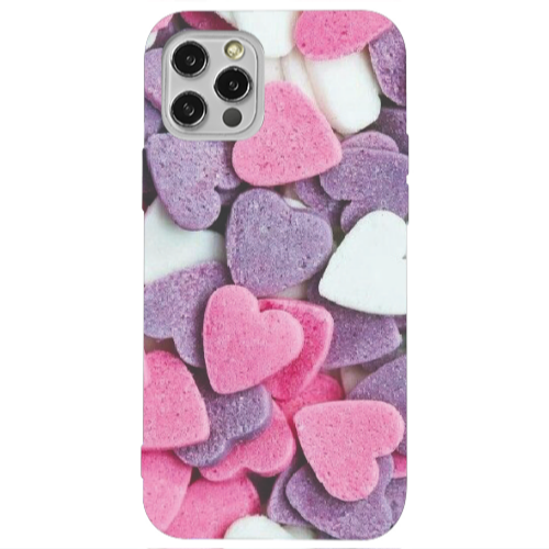 Apple iPhone 12 Pro Sponge Hearts Transparent Silicone TPU Θήκη