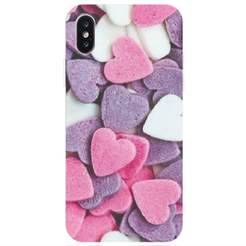 Apple iPhone Xs Max Sponge Hearts Transparent Silicone TPU Θήκη