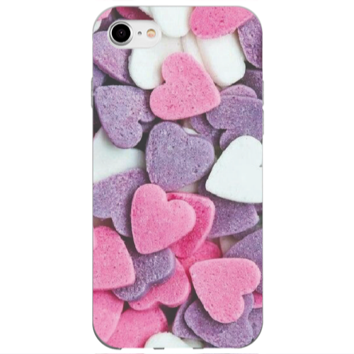 Apple iPhone 7 Sponge Hearts Transparent Silicone TPU Θήκη