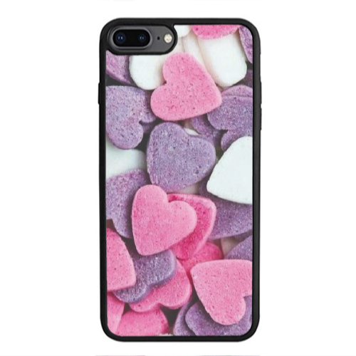 Apple iPhone 7 Plus Sponge Hearts Black Glossy Θήκη