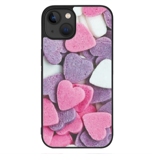 Apple iPhone 13 Mini Sponge Hearts Black Glossy Θήκη