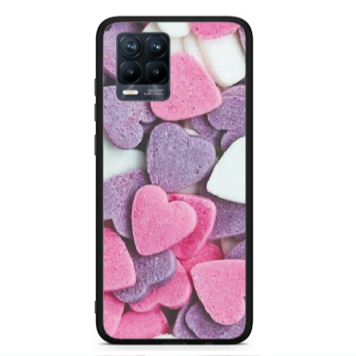 Realme 8  Sponge Hearts Black Glossy Θήκη