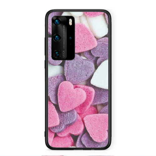 Huawei P40 Pro Sponge Hearts Black Glossy Θήκη