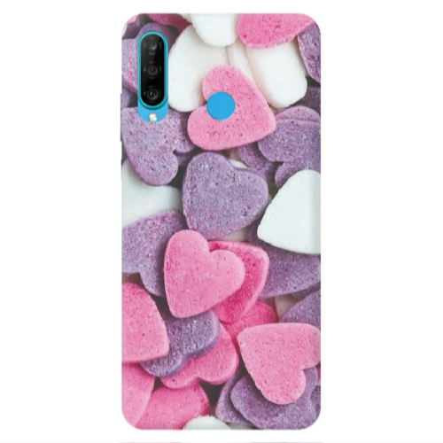 Huawei P30 Lite Sponge Hearts Transparent Silicone TPU Θήκη