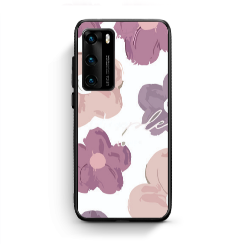 Huawei P40 Flowers 2 Black Glossy Θήκη