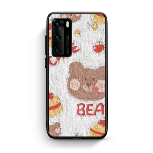 Huawei P40 Cake Bear Black Glossy Θήκη