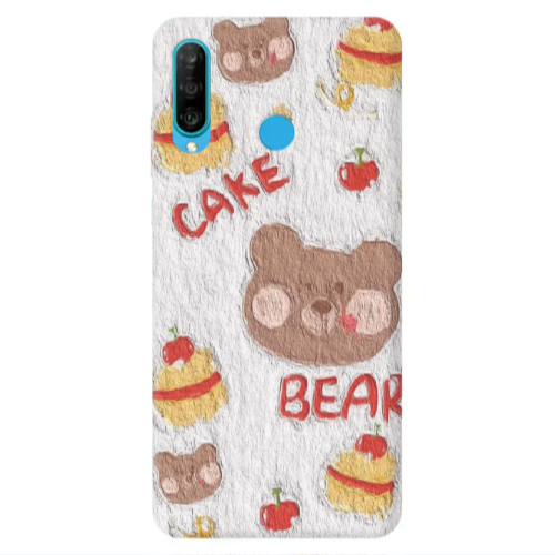 Huawei P30 Lite Cake Bear Transparent Silicone TPU Θήκη