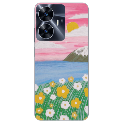 Realme Note 50 Sun and Flowers Transparent Silicone TPU Θήκη