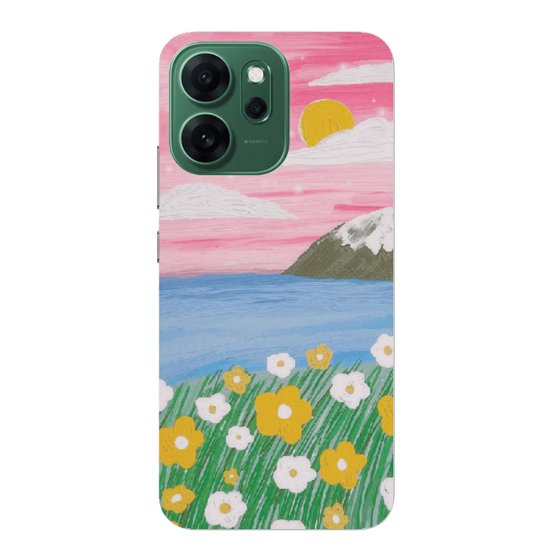 Oppo 14 F Sun and Flowers Transparent Silicone TPU Θήκη