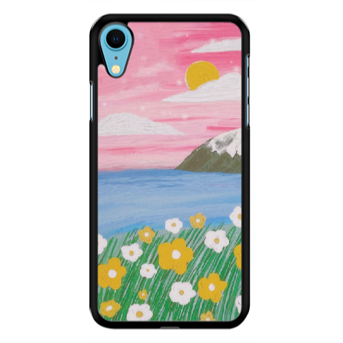 Apple iPhone Xr Sun and Flowers Black Glossy Θήκη