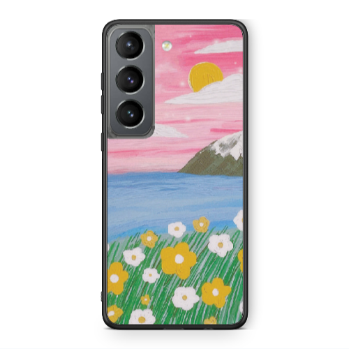 Samsung S21 Sun and Flowers Black Glossy Θήκη