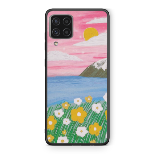 Samsung A22 4G Sun and Flowers Black Glossy Θήκη