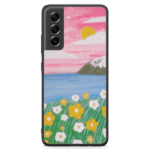 Samsung S21 FE Sun and Flowers Black Glossy Θήκη