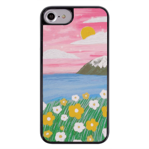 Apple iPhone 7 Sun and Flowers Black Glossy Θήκη