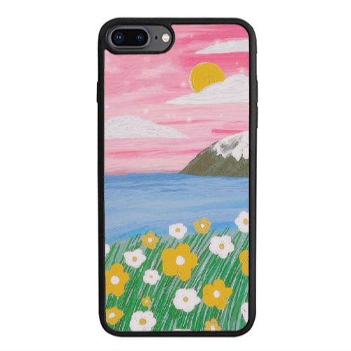 Apple iPhone 7 Plus Sun and Flowers Black Glossy Θήκη
