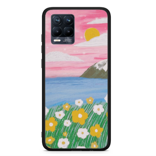 Realme 8  Sun and Flowers Black Glossy Θήκη