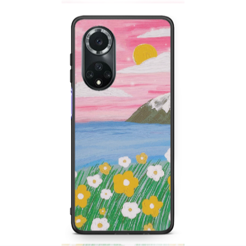 Huawei Nova 9 Sun and Flowers Black Glossy Θήκη