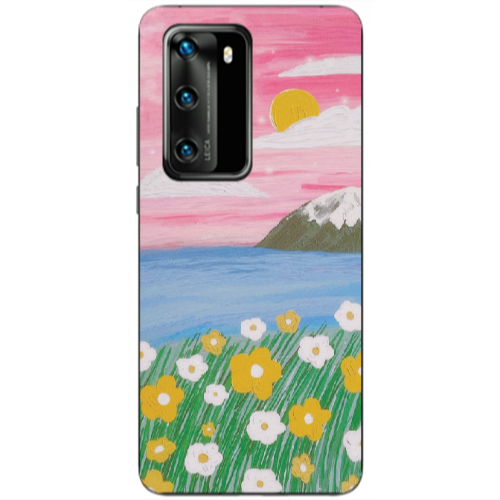 Huawei P40 Sun and Flowers Transparent Silicone TPU Θήκη