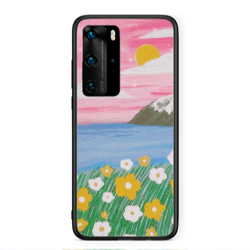 Huawei P40 Pro Sun and Flowers Black Glossy Θήκη