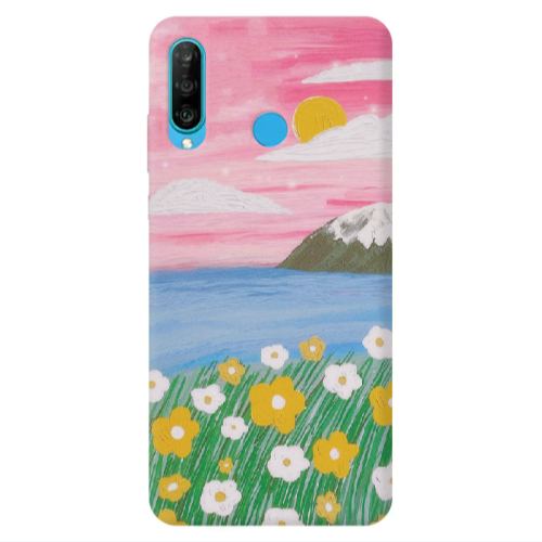 Huawei P30 Lite Sun and Flowers Transparent Silicone TPU Θήκη