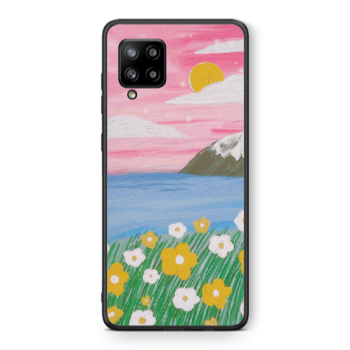 Samsung A42 5G Sun and Flowers Black Glossy Θήκη