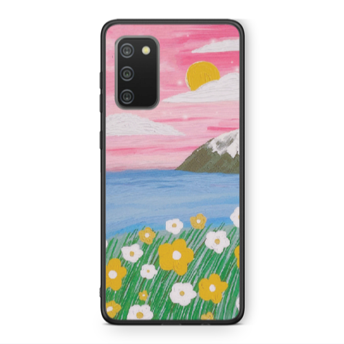 Samsung A02s Sun and Flowers Black Glossy Θήκη