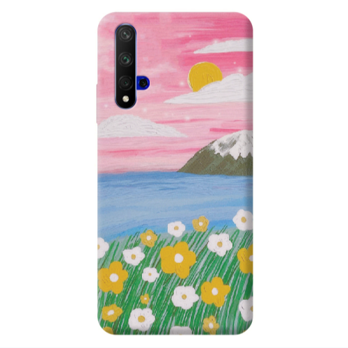 Huawei Nova 5 T Sun and Flowers Transparent Silicone TPU Θήκη