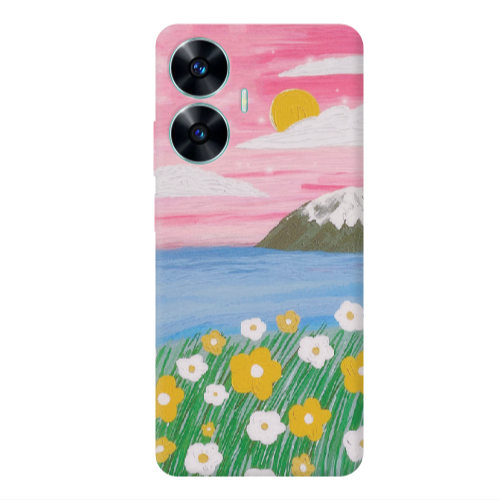 Realme C55 Sun and Flowers Transparent Silicone TPU Θήκη