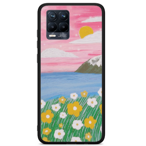 Realme 8 i Sun and Flowers Black Glossy Θήκη