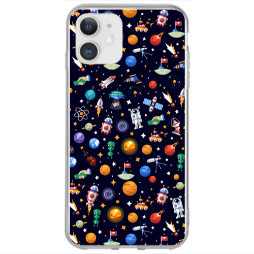 Apple iPhone 12 Small planets Transparent Silicone TPU Θήκη