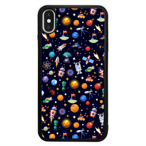 Apple iPhone X Small planets Black Glossy Θήκη