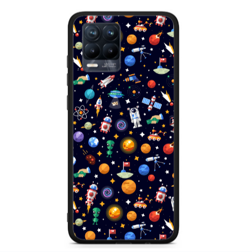 Realme 8  Small planets Black Glossy Θήκη