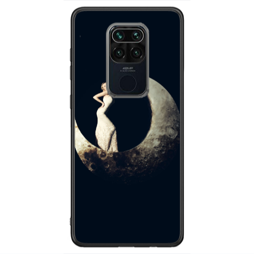 Xiaomi Redmi Note 9 Woman in moon Black Glossy Θήκη