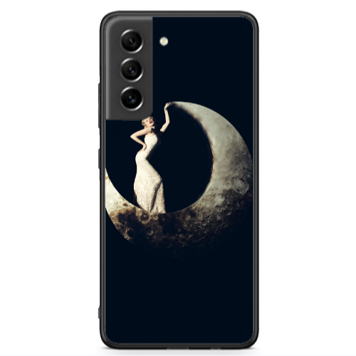 Samsung S21 FE Woman in moon Black Glossy Θήκη