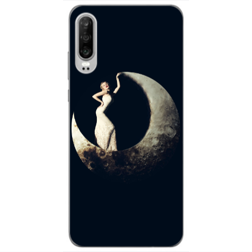 Huawei P30 Woman in moon Transparent Silicone TPU Θήκη