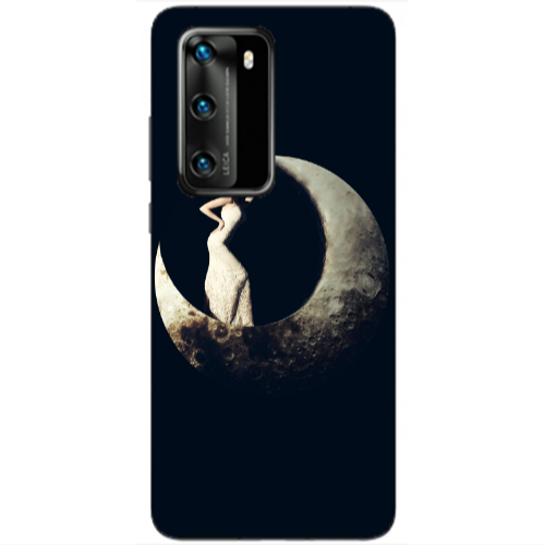 Huawei P40 Woman in moon Transparent Silicone TPU Θήκη
