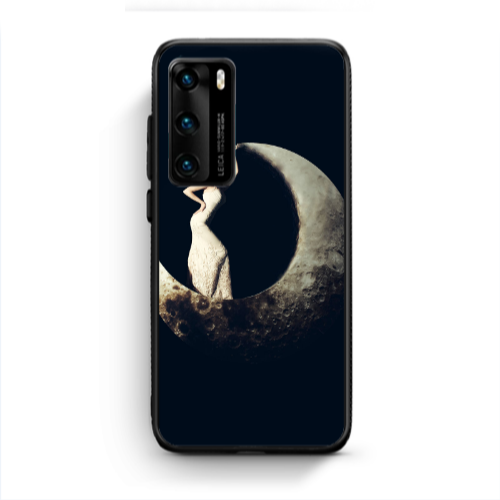 Huawei P40 Woman in moon Black Glossy Θήκη