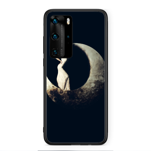 Huawei P40 Pro Woman in moon Black Glossy Θήκη