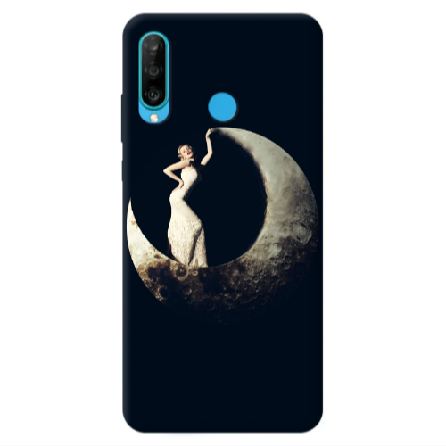 Huawei P30 Lite Woman in moon Transparent Silicone TPU Θήκη