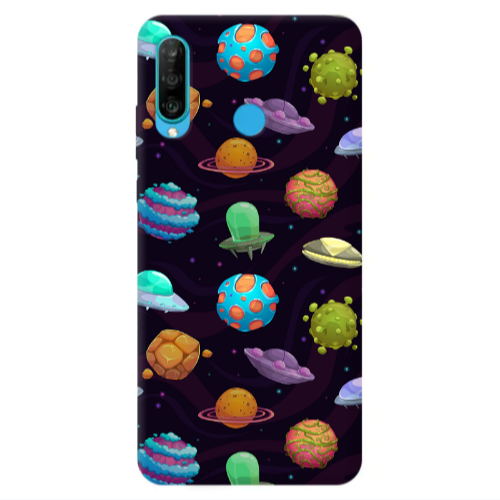 Huawei P30 Lite Spacecraft Transparent Silicone TPU Θήκη