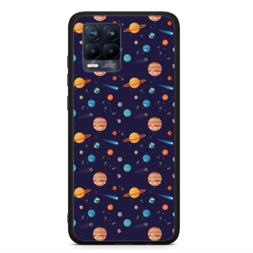 Realme 8  Planets Black Glossy Θήκη