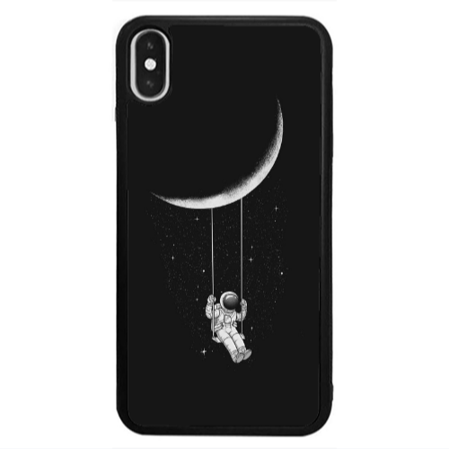 Apple iPhone Xs Swing on the moon Black Glossy Θήκη