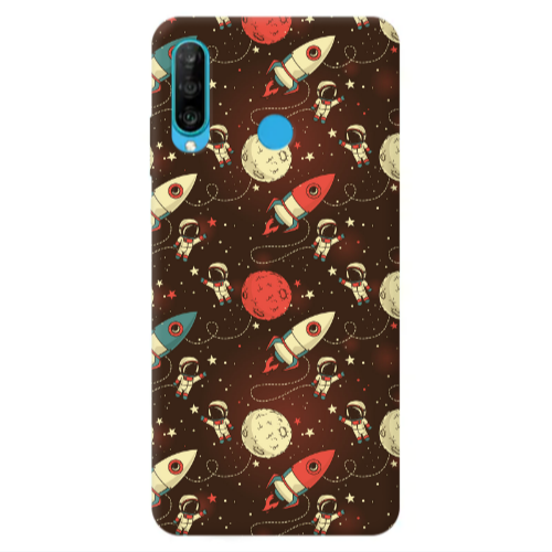 Huawei P30 Lite Stars and astronaut Transparent Silicone TPU Θήκη