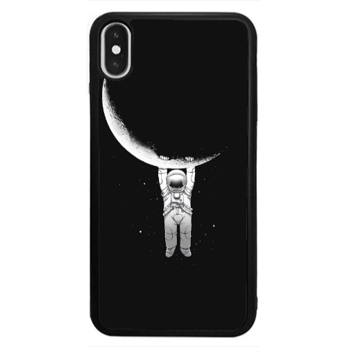 Apple iPhone Xs Max Swinging on the moon Black Glossy Θήκη