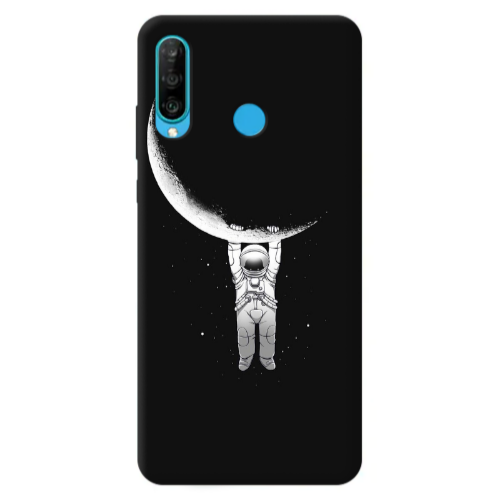 Huawei P30 Lite Swinging on the moon Transparent Silicone TPU Θήκη