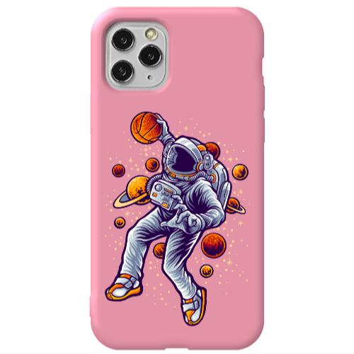 Apple iPhone 11 Pro Space Basketball Pink Colored Silicone TPU Θήκη
