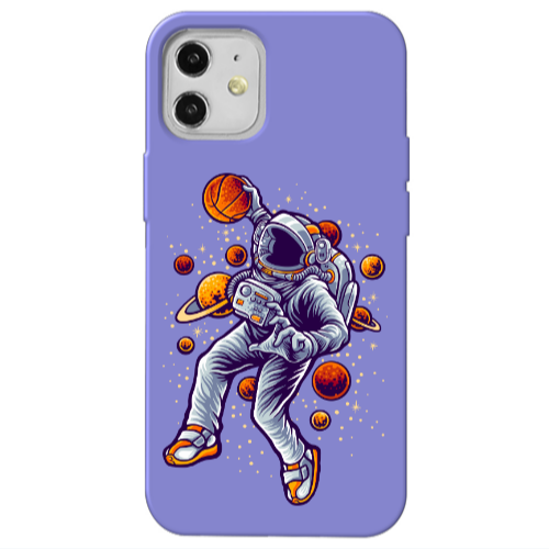 Apple iPhone 12 Space Basketball Purple Colored Silicone TPU Θήκη